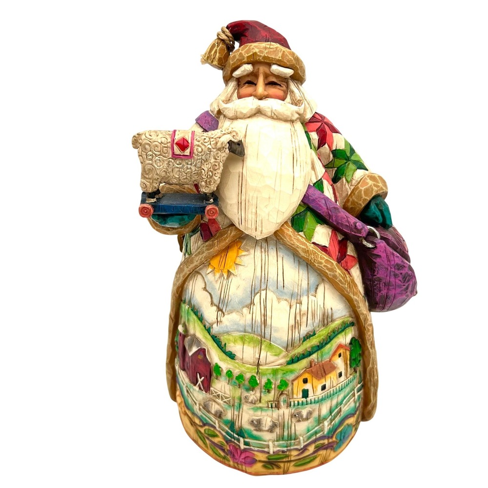 Jim Shore O'er The Fields We Go Santa Sheep 2002 Enesco Quilt Pattern withTag